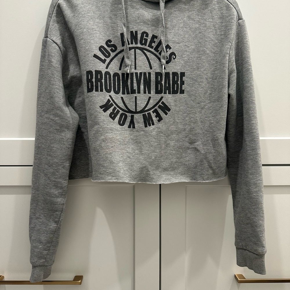 Divided Gray Cropped Hoodie Sweater